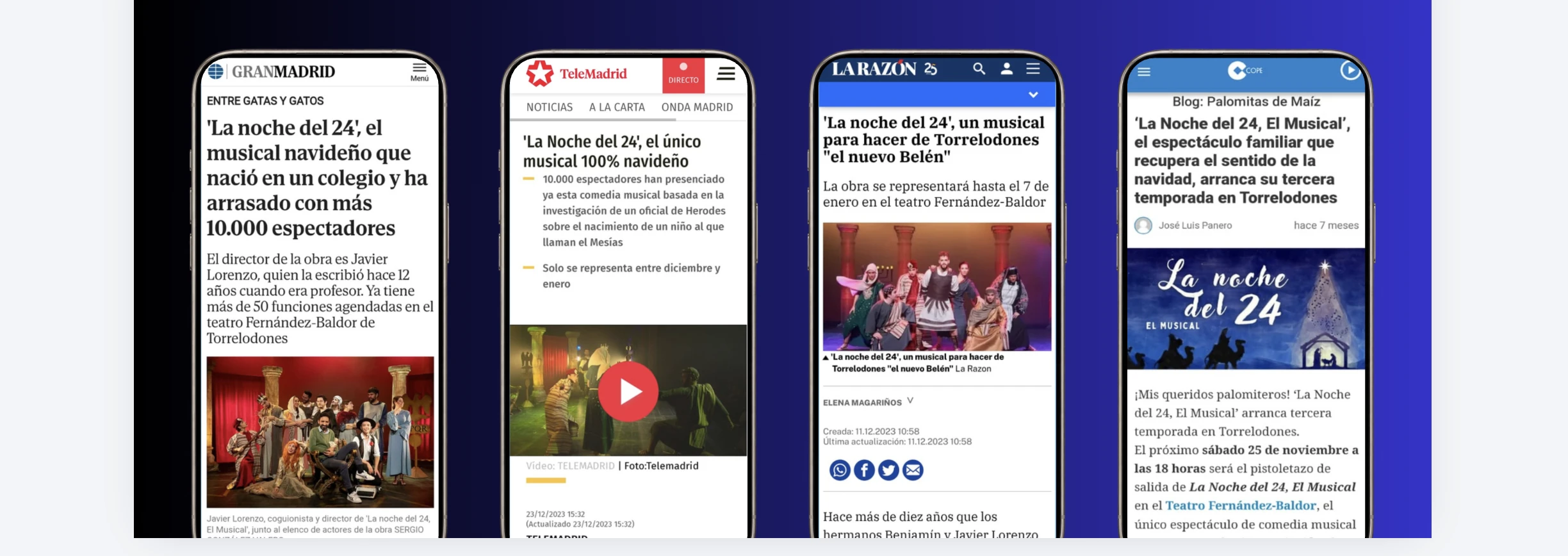 Recorte de El Mundo · Gran Madrid: La noche del 24, el musical navideño que nació en un colegio y ha arrasado con más de 10.000 espectadores